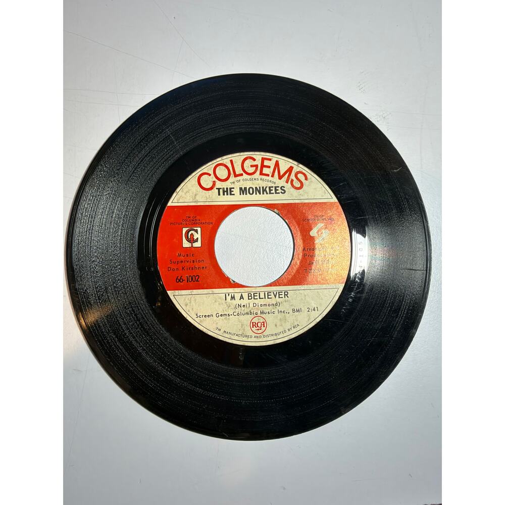 The Monkees 45 RPM - I'm A Believer / Steppin' Stone - Colgems 66-1002 1966